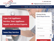 Tablet Screenshot of capecodapplianceservice.com